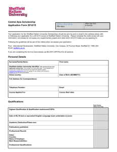 Application for Sheffield Hallam University Postgraduate Scholarship