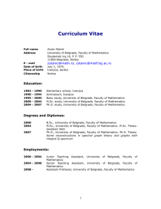Curriculum Vitae - NCD - University of Belgrade