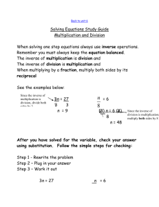 Solving one-step equations - multiplication or division