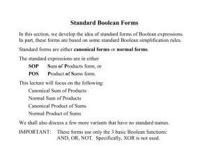 Standard Boolean Forms - Edward Bosworth, Ph.D.
