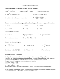 Hyperbolic Functions Homework