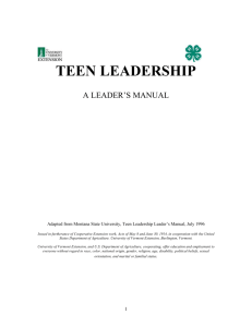 Teen Leadership - A Leader`s Manual