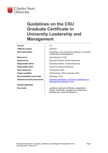 CSU Graduate Certificate in University Leadership and