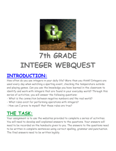 7th GRADE INTEGER WEBQUEST INTRODUCTION: How often do