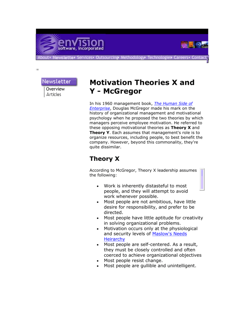 theory xy and z of motivation