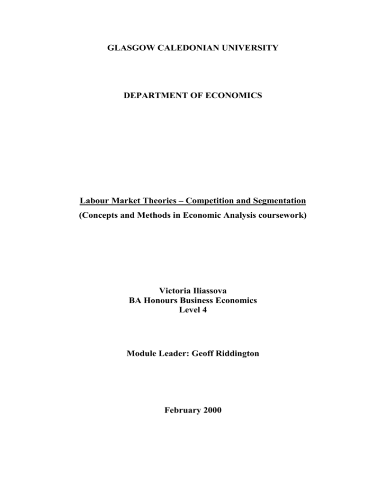 Labour Market Theories – Competition And Segmentation