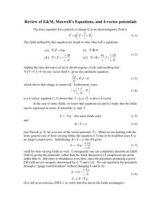 Review of E&M, Maxwell`s Equations, and 4