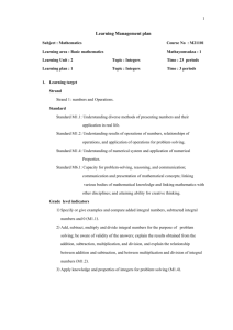 1 Learning Management plan Subject : Mathematics Course No : M2