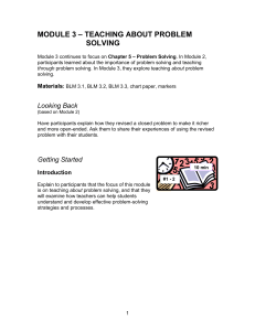 Module 3 - Teaching About Problem Solving