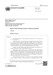 Report of the Working Group on Arbitrary Detention - Mission