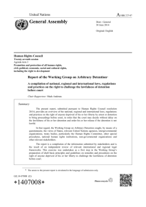 Report of the Working Group on Arbitrary Detention. A compilation of