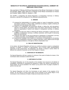 MANDATE OF The Special Rapporteur on extrajudicial