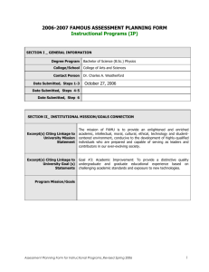 2006-2007 famous assessment planning form