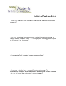 Institutional Readiness Criteria