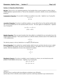 Elementary Algebra Lecture Notes, Section 1.7