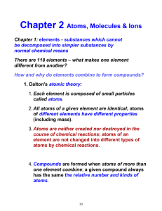 Chapter 2 Atoms, Molecules & Ions