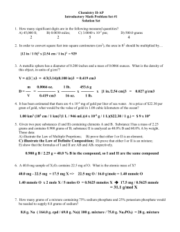 Mole Calculations Activity 2014 Mole Calculations Activity 2014