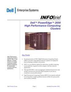 Dell™ PowerEdge™ 2650 High Performance Computing Clusters