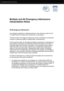 Multiple and All Emergency Admissions Interpretation Notes