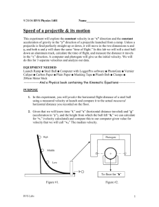 This experiment concerns constant velocity in the x direction and