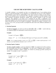Use of the Scientific Calculator