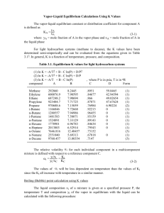 Vapor-Liquid Equilibrium Calculations Using K Values