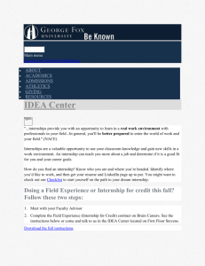 Internships | IDEA Center | George Fox University