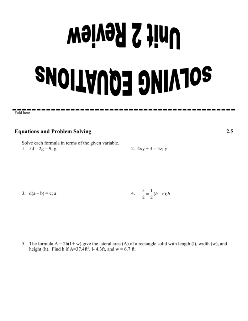 Equations And Problem Solving Wkbk P30