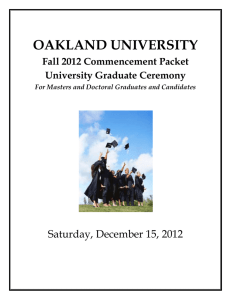 Saturday, December 15, 2012 Fall Commencement