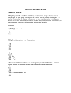 Multiplying and Dividing Decimals