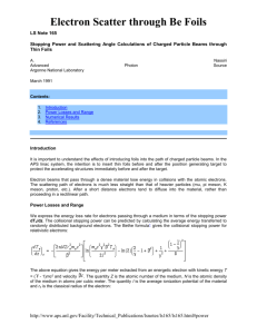 Electron Scatter through Be Foils