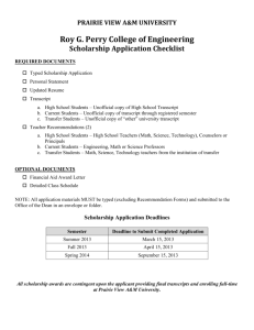 Scholarship Application Form - Prairie View A&M University