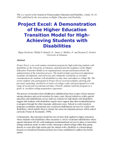 Project Excel: A Demonstration of the Higher Education