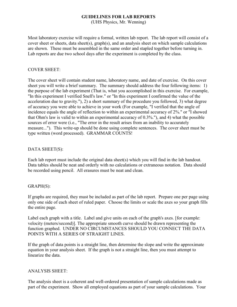 how to write an analysis for a lab report