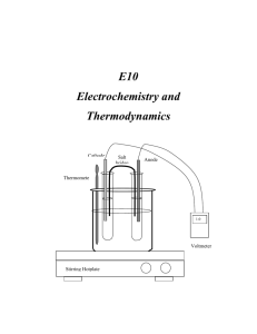 Experiment 11 Electrochemical Cells and Thermodynamics