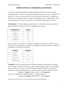 Additional Notes on Multiplication and Division
