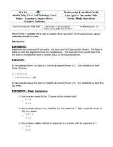 Exponents Square Roots Scientific Notation - Arcadia Valley R