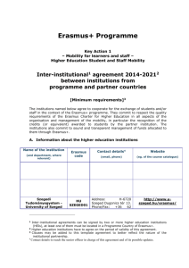Inter-institutional agreement 2014-20[21] between institutions from