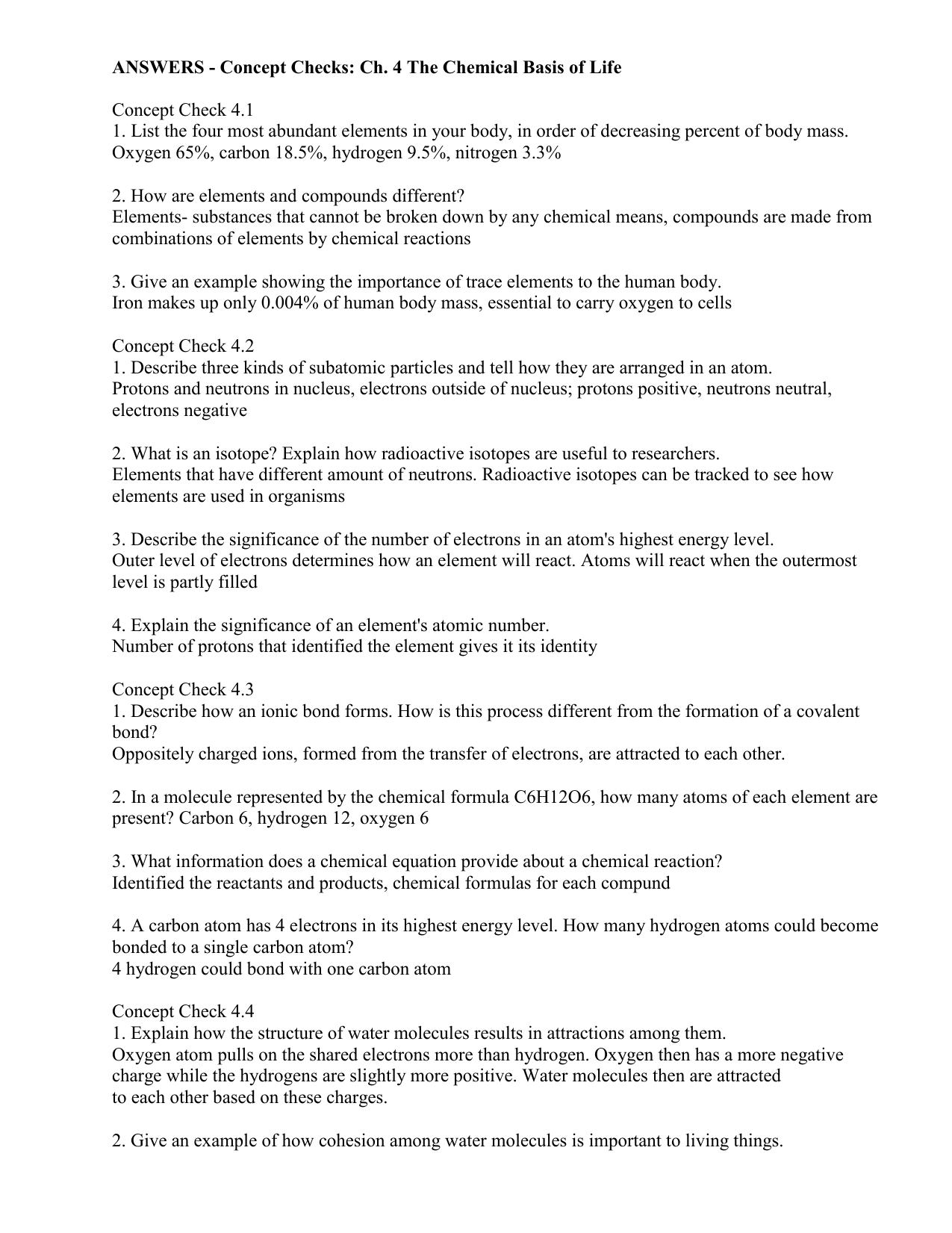 Chemistry Of Living Things Worksheet Answers - Ivuyteq