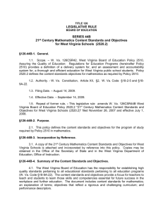 Kindergarten Mathematics Content Standards and Objectives