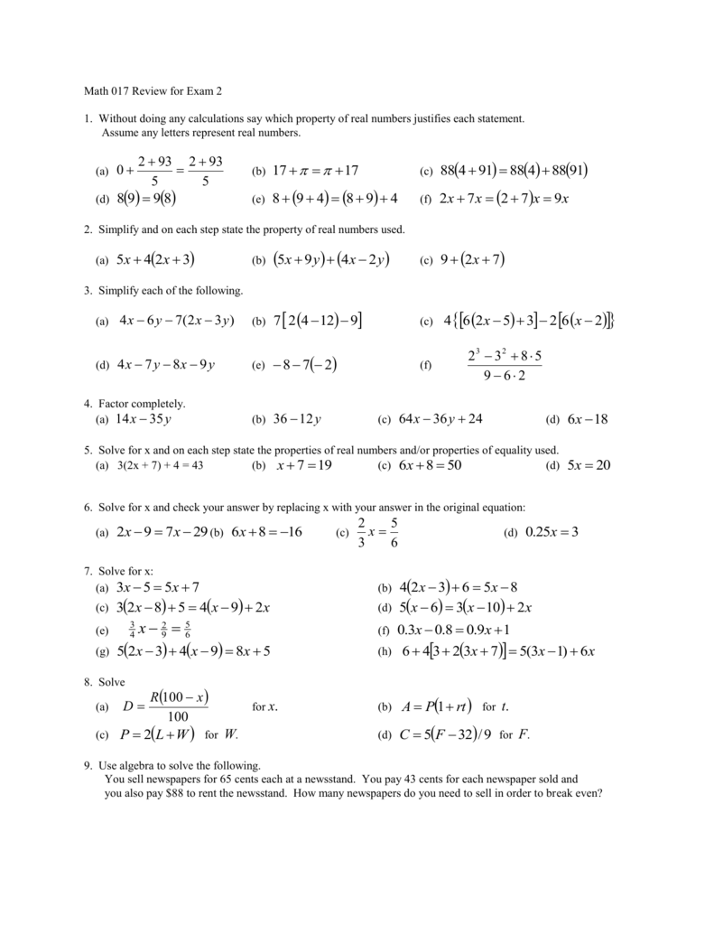 Math 017 Exam 2