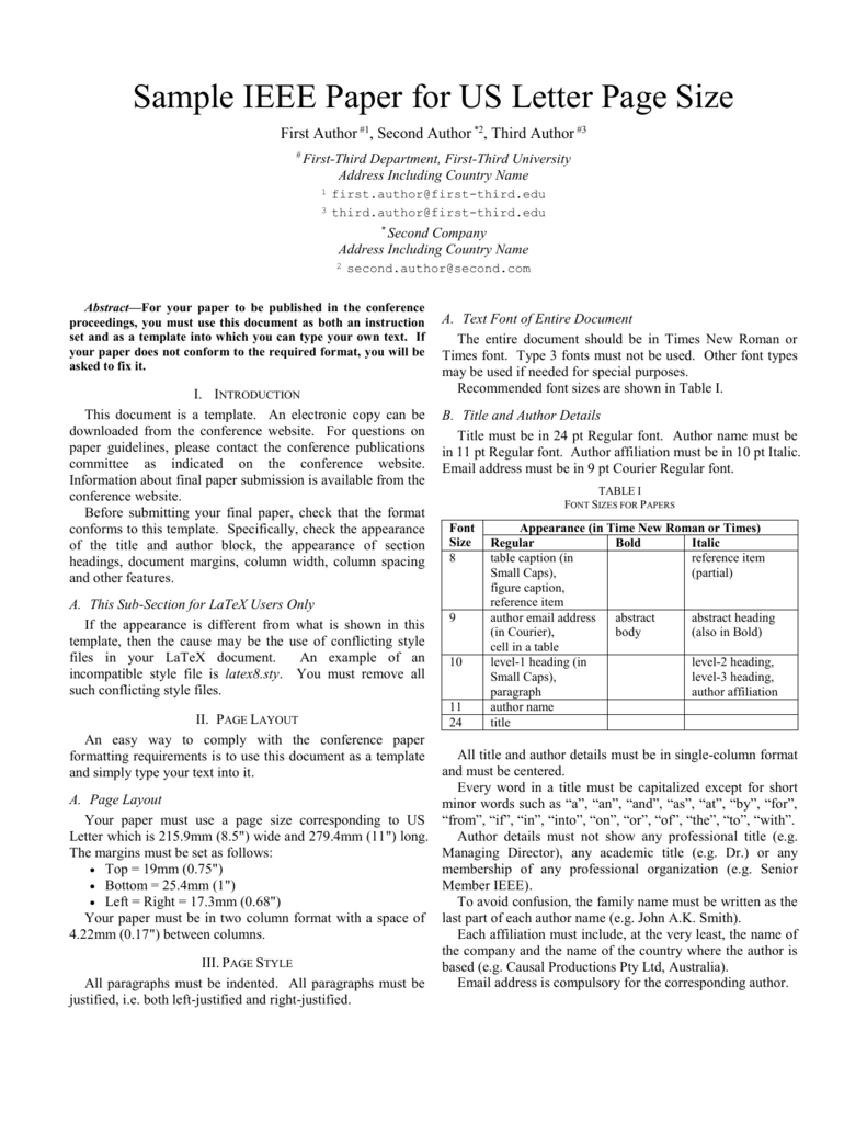 IEEE Paper Word Template in US Letter Page Size (V25) Intended For Template For Ieee Paper Format In Word