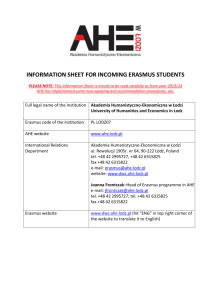 INFORMATION SHEET FOR INCOMING ERASMUS STUDENTS