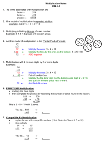 Multiplication Notes SOL 4