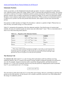 Atomic and Nuclear Physics Practice Problems for