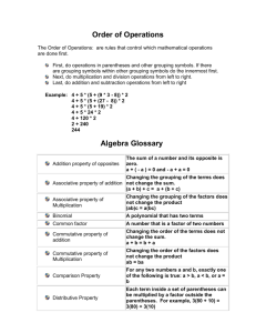 order of operations & algebra glossary