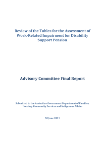 Review of the Tables for the Assessment of Work