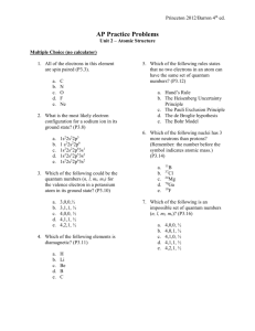 Princeton 2012/Barron 4th ed. AP Practice Problems Unit 2 – Atomic