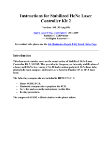 Instructions for Stabilized HeNe Laser Controller Kit 2 Version 1.00