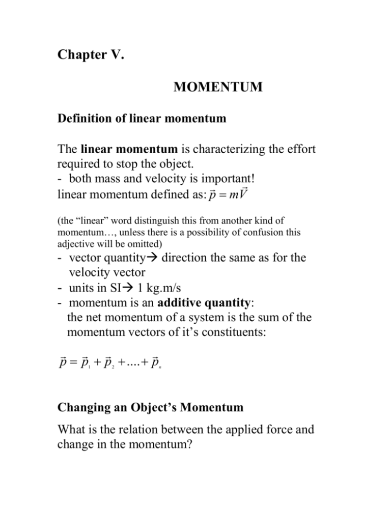 Definition Of Linear Momentum